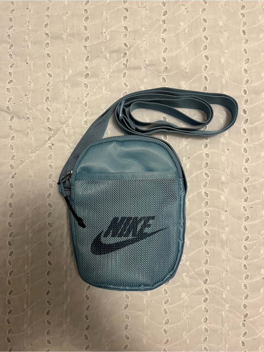 Nike Small Crossbody Belt Bag in Light Blue with Navy Logo